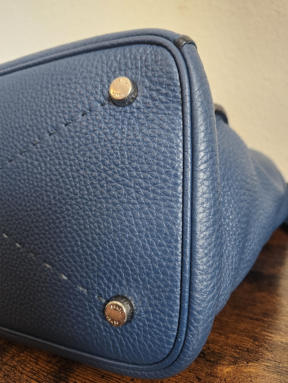 Fendi Blue Selleria Leather Anna Bag - Picture 9 of 16